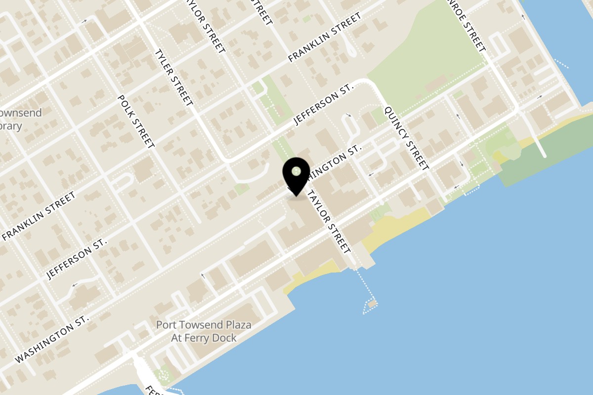 Map showing the location of Silverwater Cafe on 237 Taylor St in Port Townsend